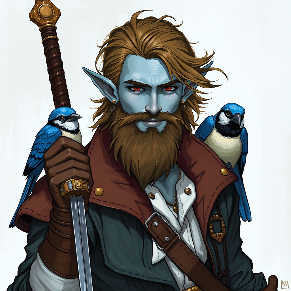 A Heroic Pirate Triton with Blue Skin