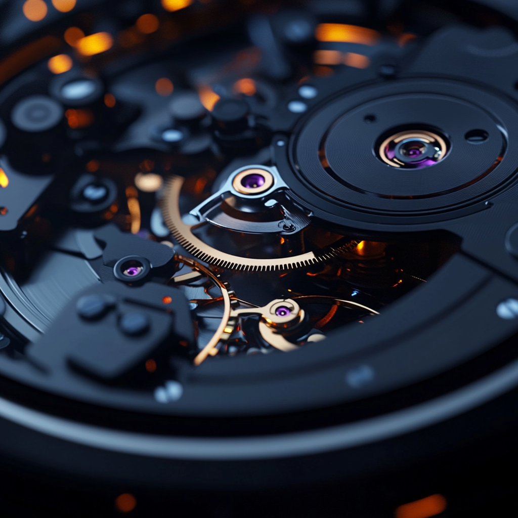 A High-Tech Watch Design with Glowing Internal Parts.