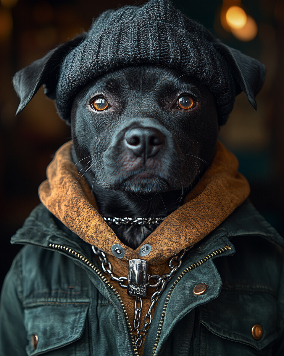 A Hip Hop Dog's High Quality Portrait Photo