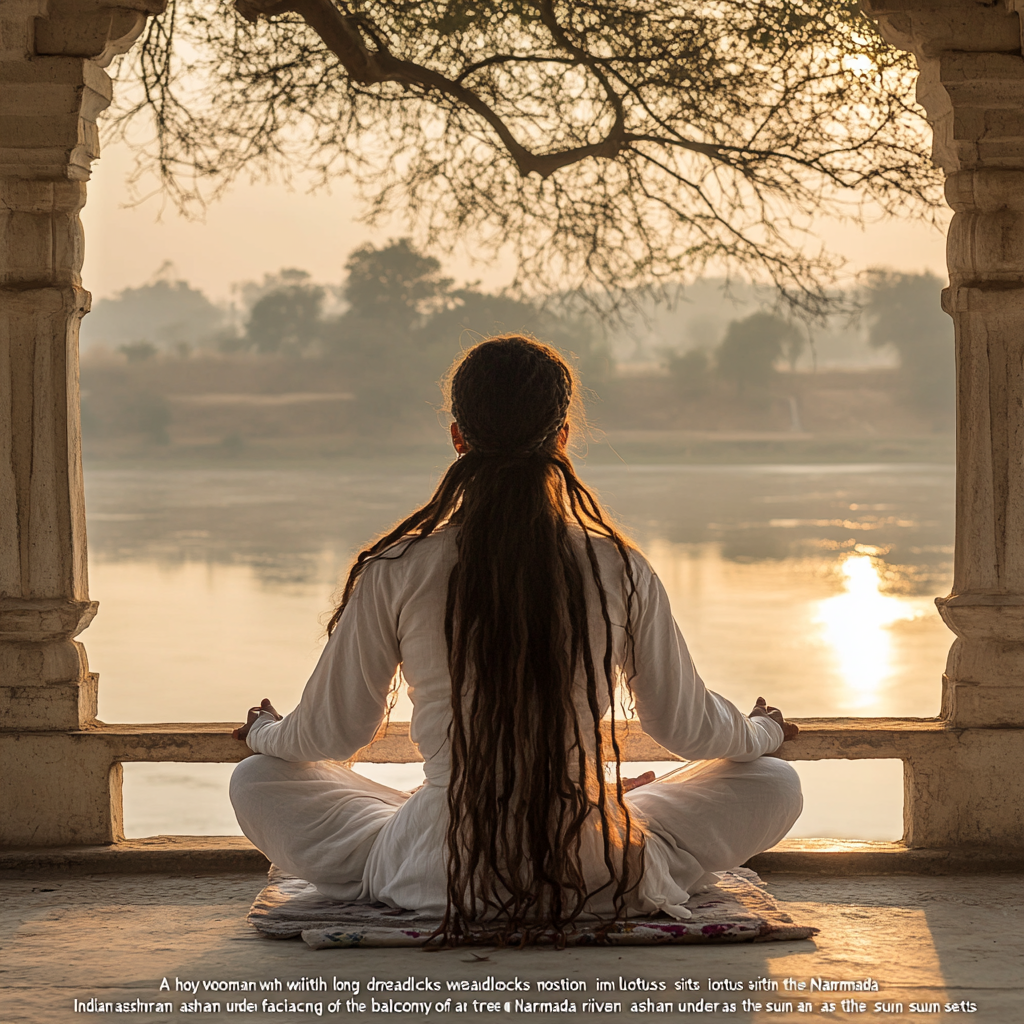 A Holy Woman Meditating at Indian Ashram