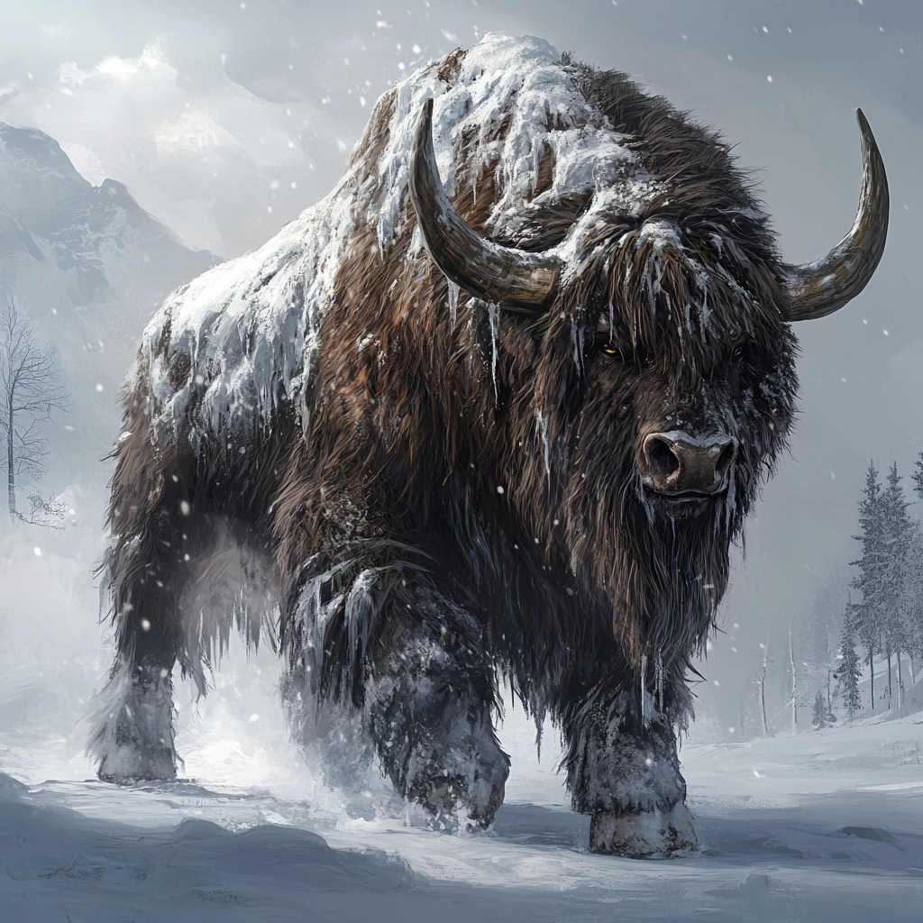 A Horse-Bison Beast with Icy Fur