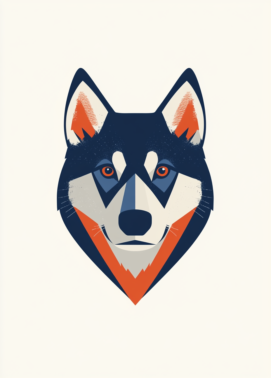 A Huskie Head in Geometric Art Style