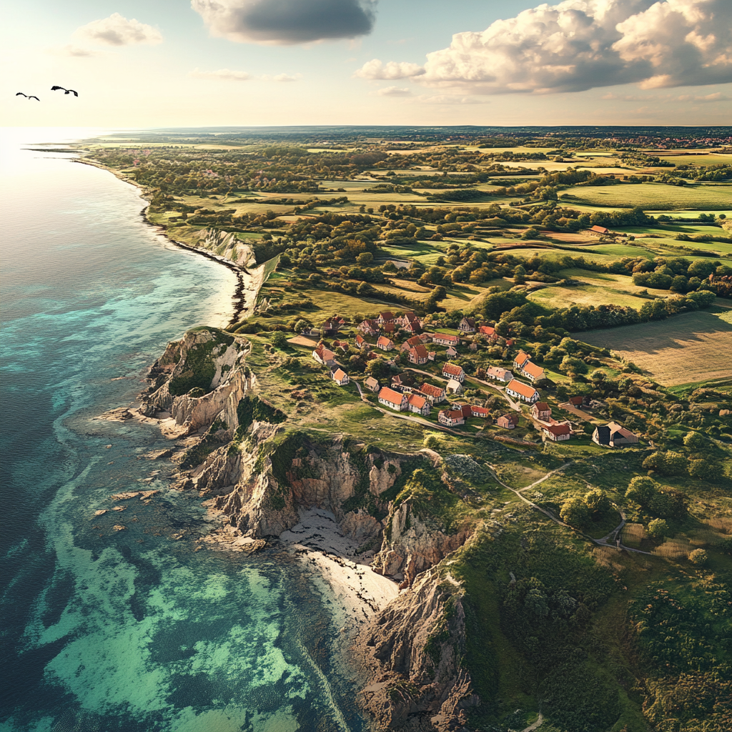 A Hyper-Realistic Aerial View of Bornholm, Denmark