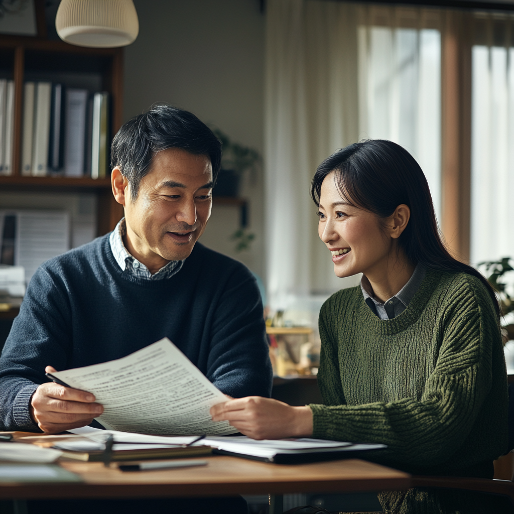 A Japanese couple discussing