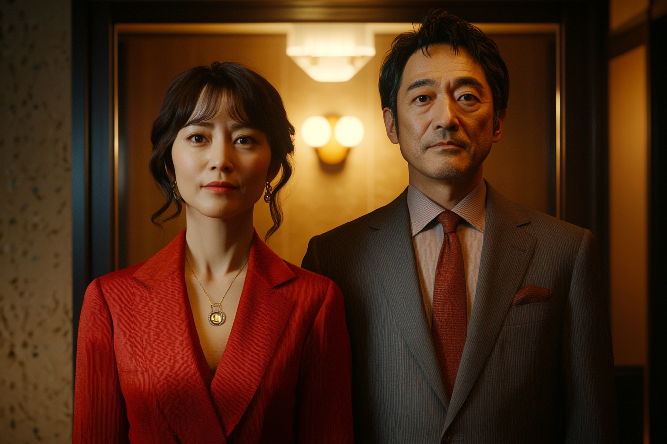 A Japanese couple in elegant modern clothing