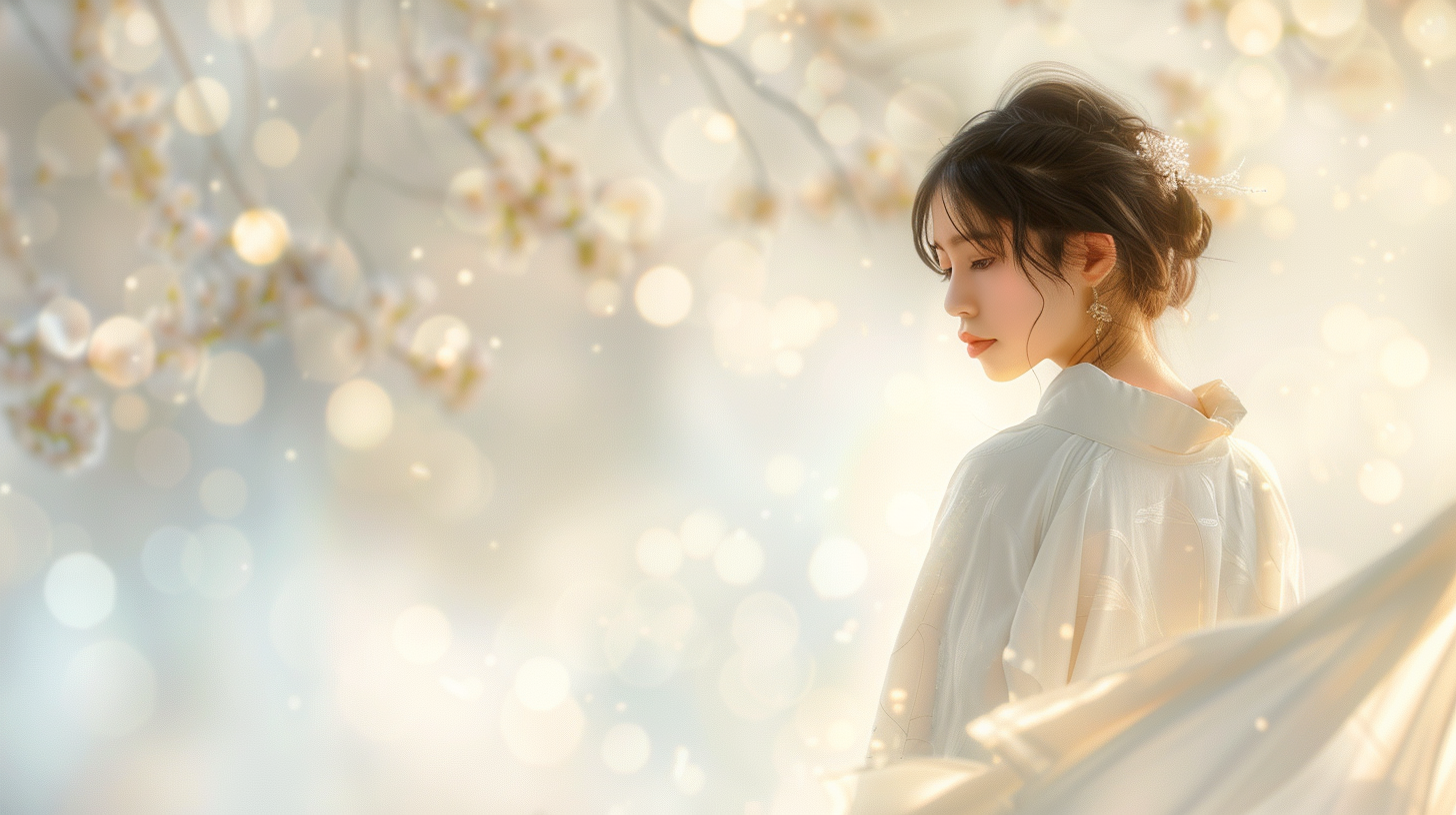 A Japanese girl looks elegant in white.