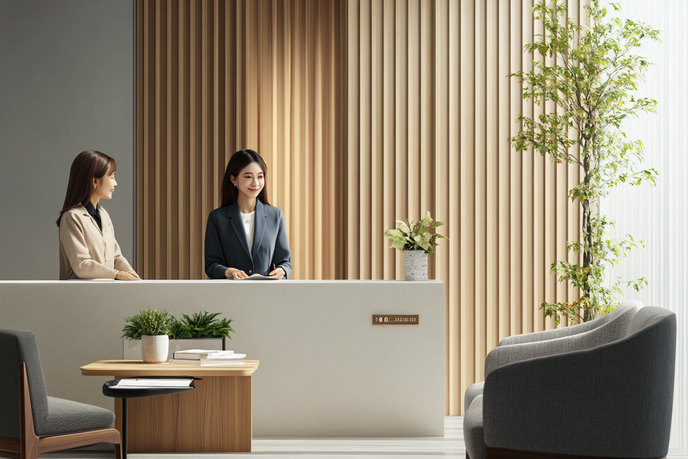 A Japanese woman at the bank consultation room