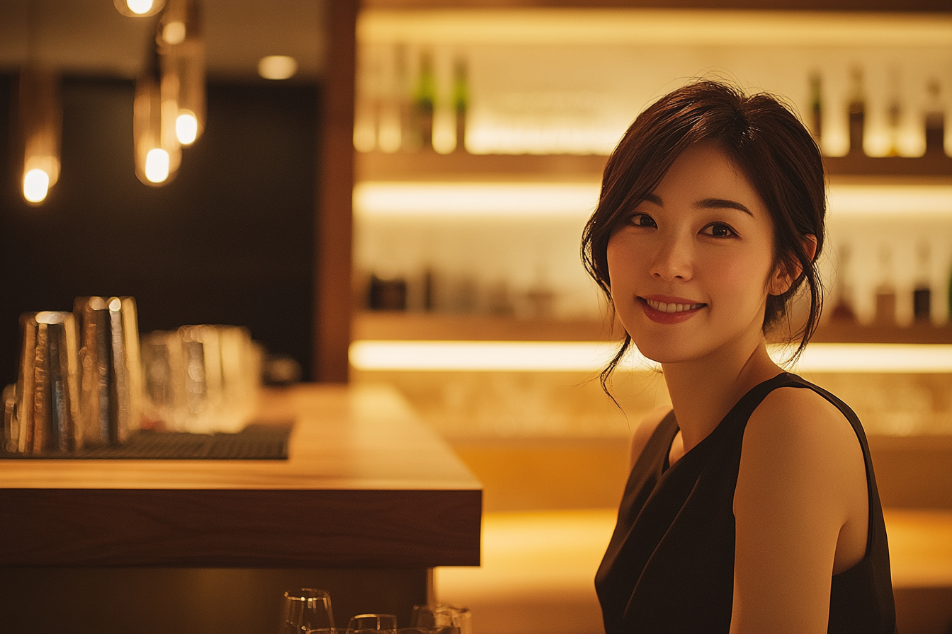 A Japanese woman in a classy bar