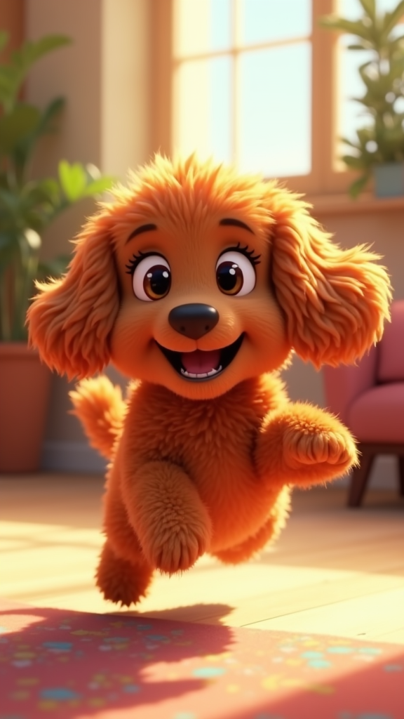 A Joyful Red Cavapoo in Animated Park