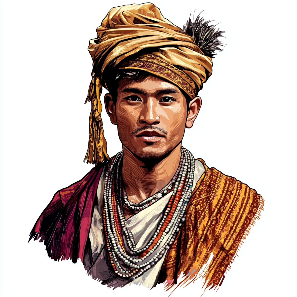 A Khasi Tribe Man in Traditional Dress 