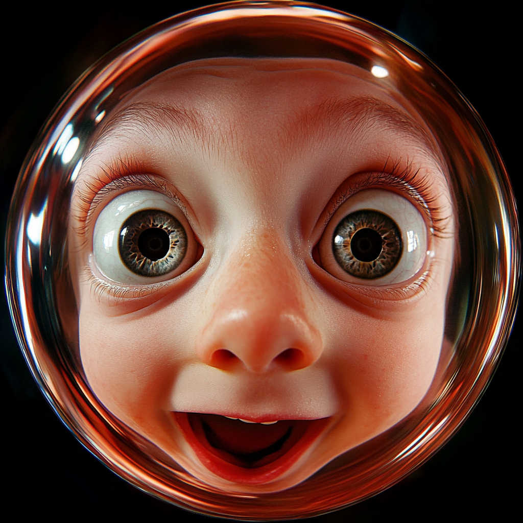 A Kid's Smiling Head with Big Eyes