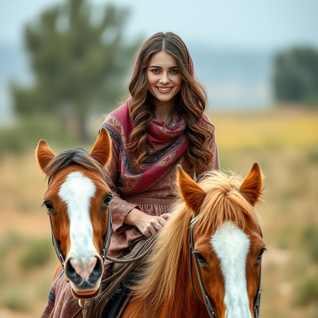 A Kind Iranian Girl Riding a Strong Horse