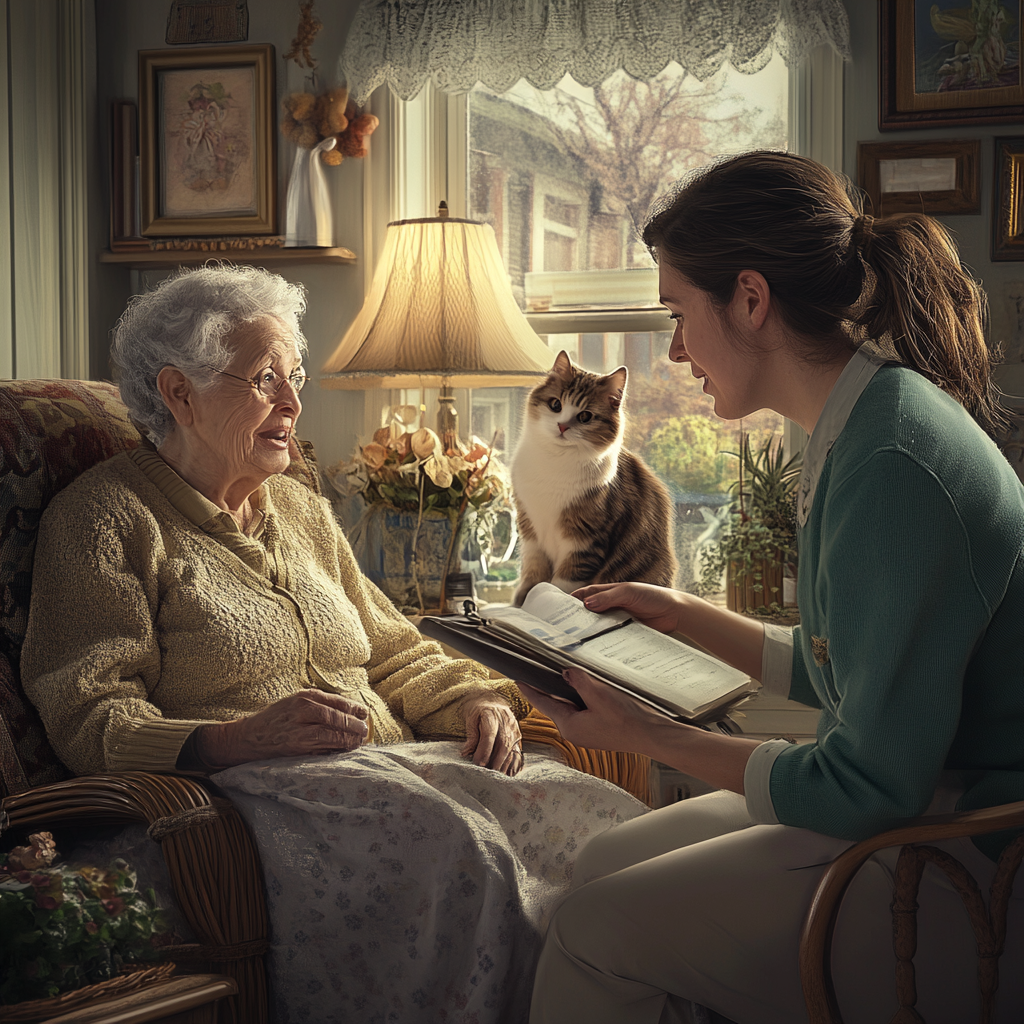 A Kind Nurse Visiting Happy Elderly Patient