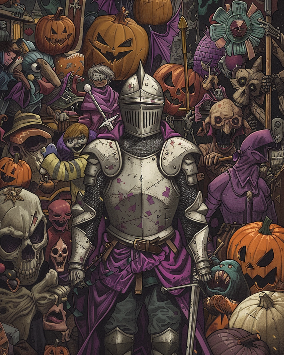 A Knight in Armor at Halloween