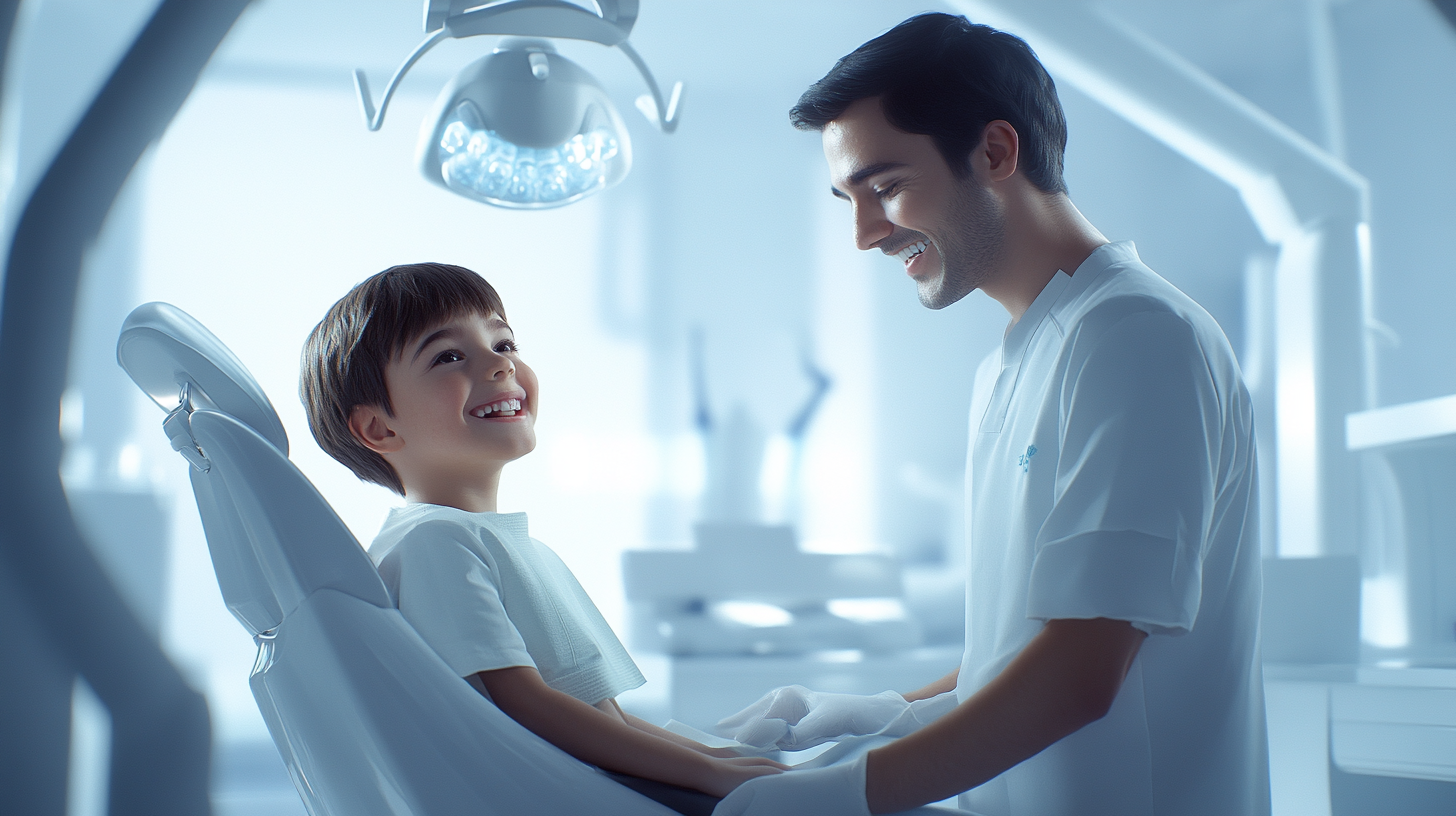 A Korean Boy Enjoying Dentist Visit in Clinic