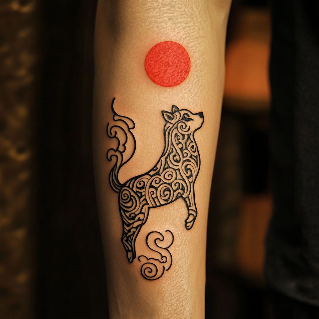 A Korean Bulgae dog in bold black ink.