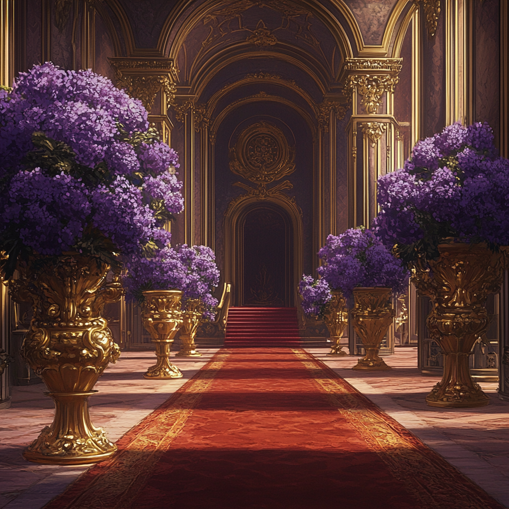 A Lavish, Empty Throne Room in Ghibli Artstyle