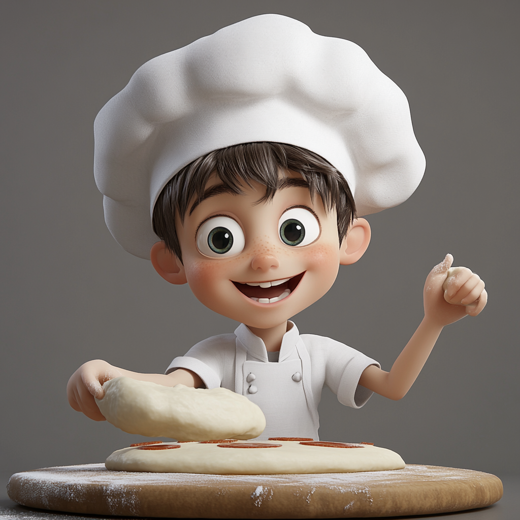 A Little Boy Making Pizza in 3D