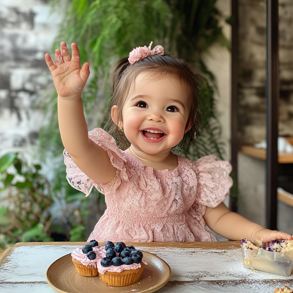 A Little Girl Enjoying a Blueberry Friand