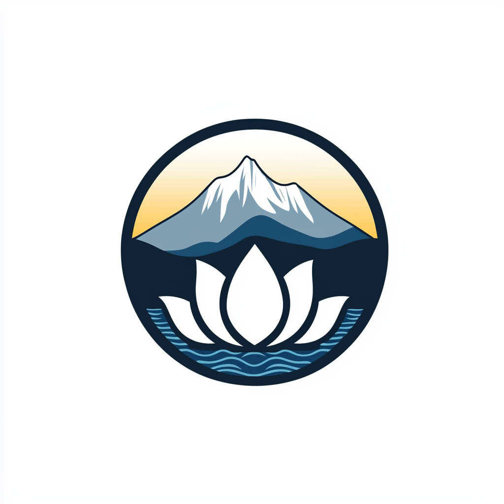 A Logo with Elephant, Lotus, and Mountain