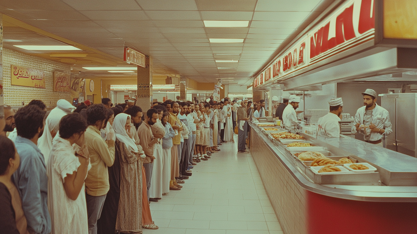 A Long Line of Hungry People in Kuwait.