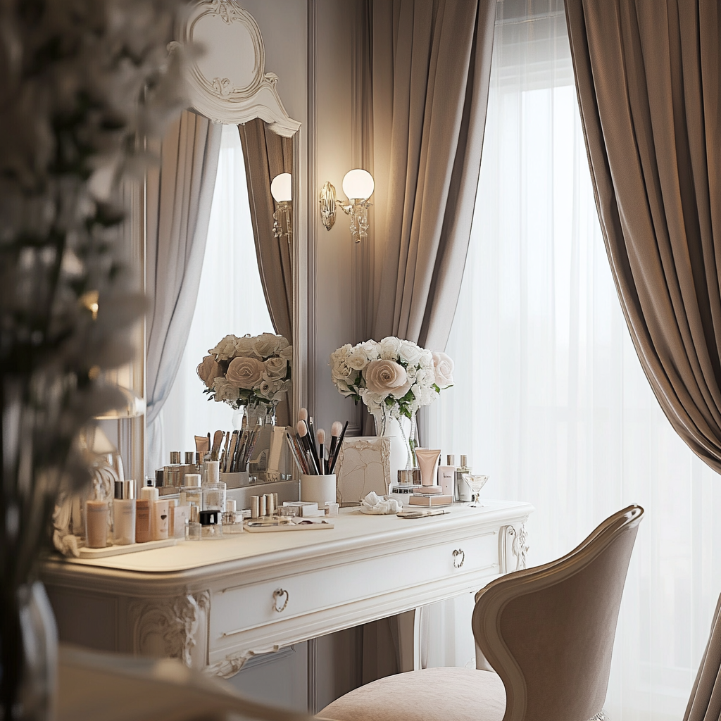 A Lovely Vanity Table in a Calm Room