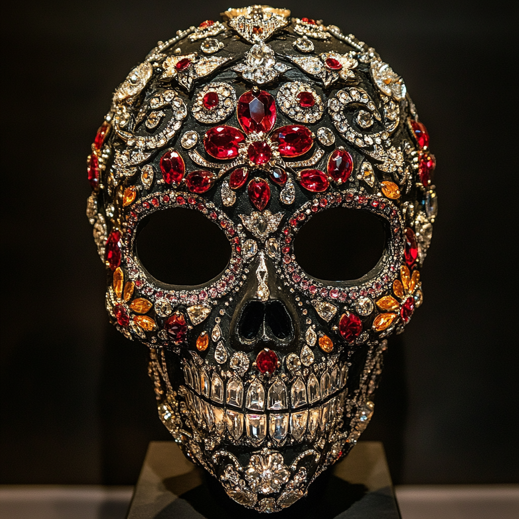 A Luchador Mask with Diamonds and Rubies Display