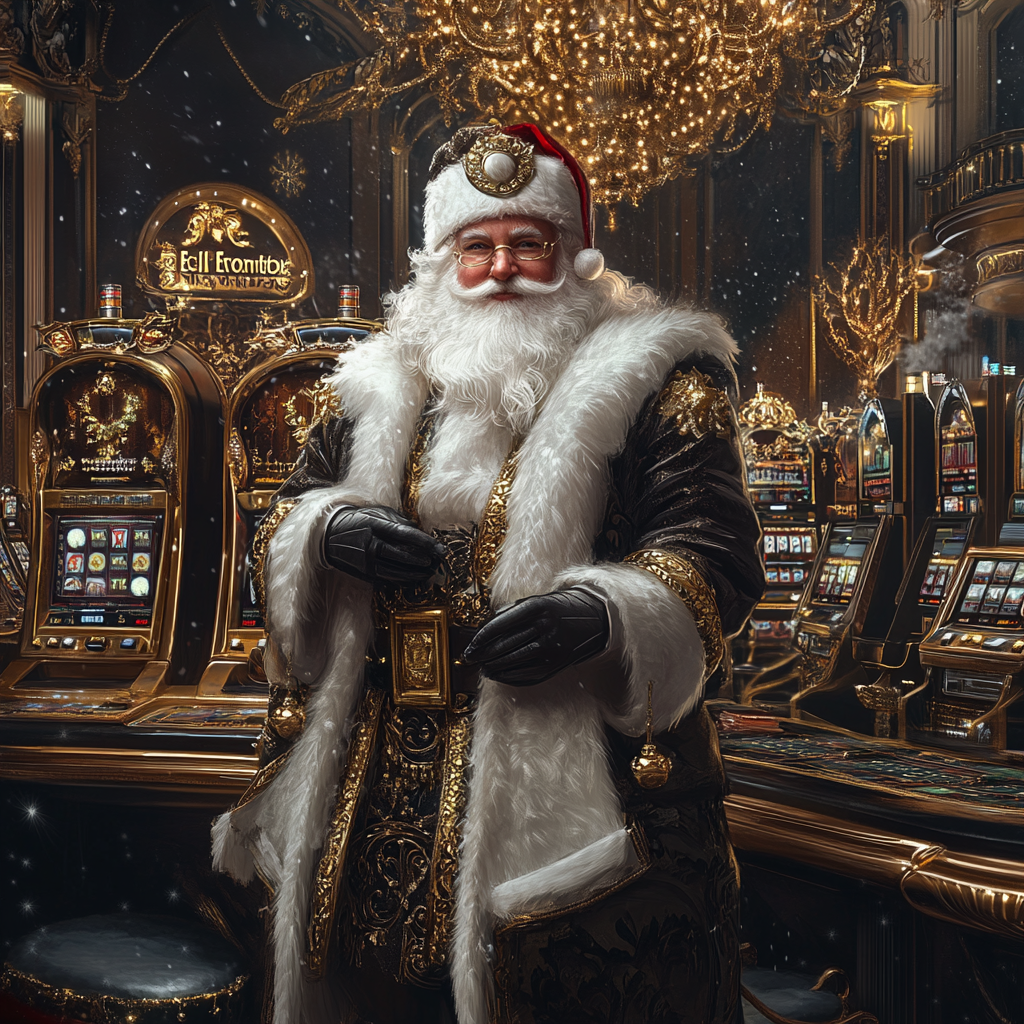 A Luxurious Casino Scene with Santa Claus