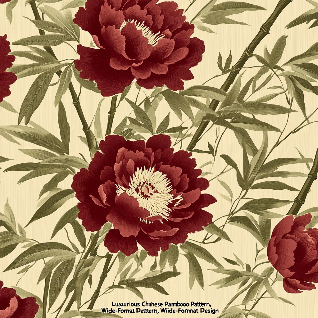 A Luxurious Chinese Peony and Bamboo Wall Decor