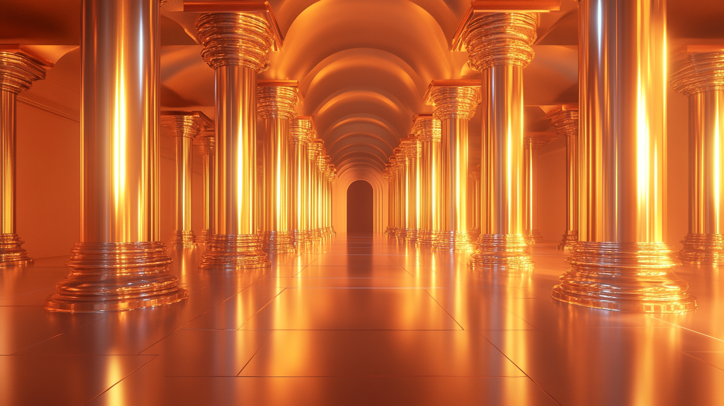 A Luxurious Goddess Theme Tunnel Hall with Pillars