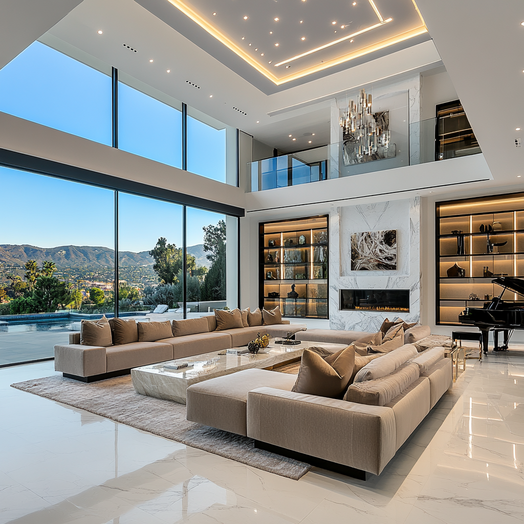 A Luxurious Living Room in a Hollywood Mansion