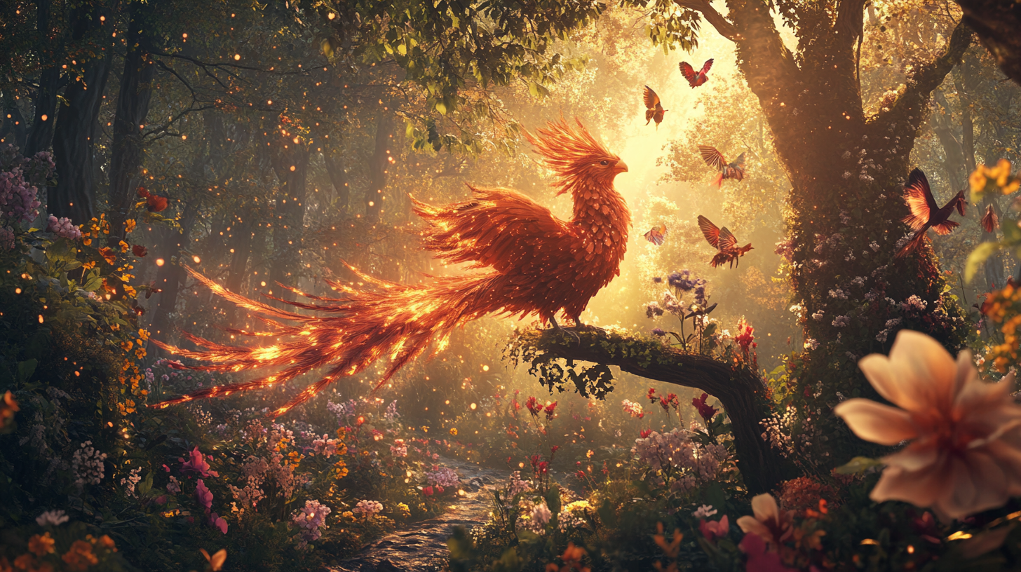 A Magical Fairy Tale Forest with Firebird.