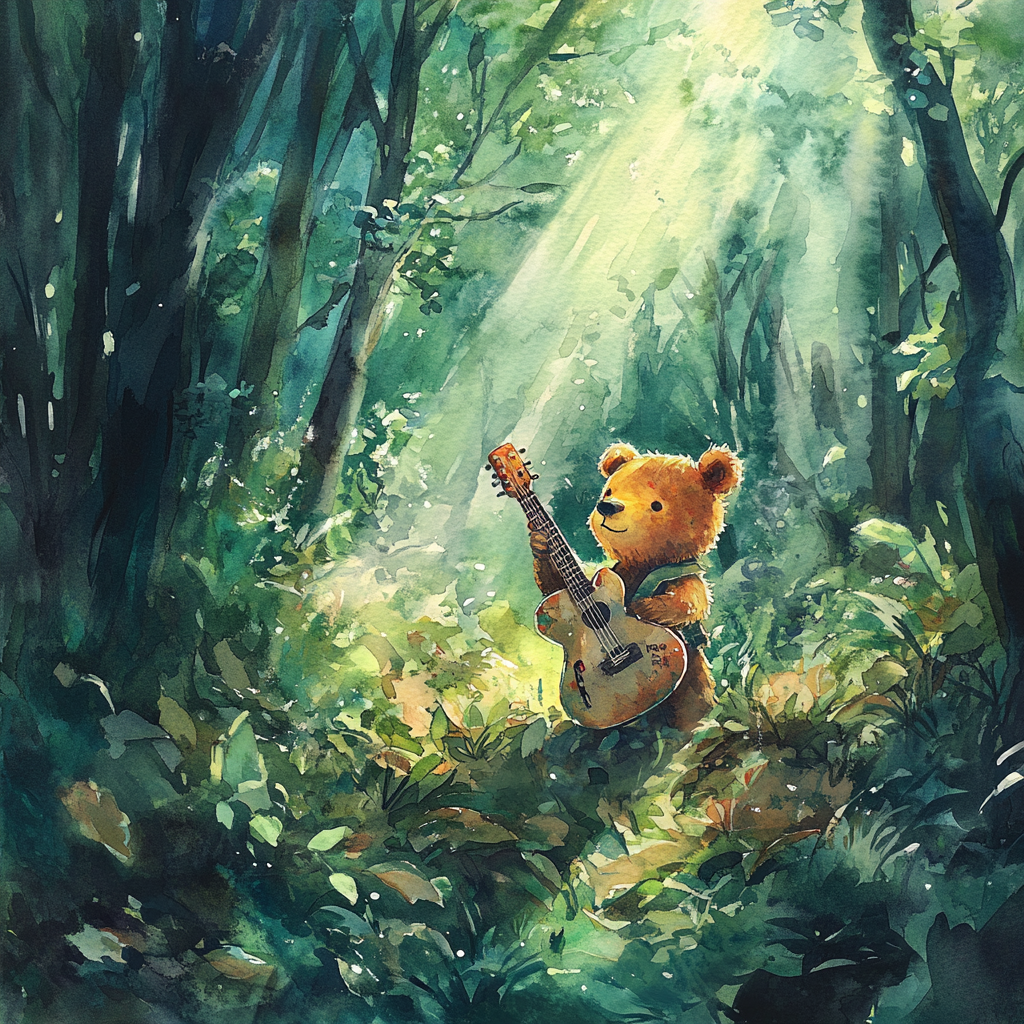 A Magical Forest Scene: Jonny the Bear's Guitar