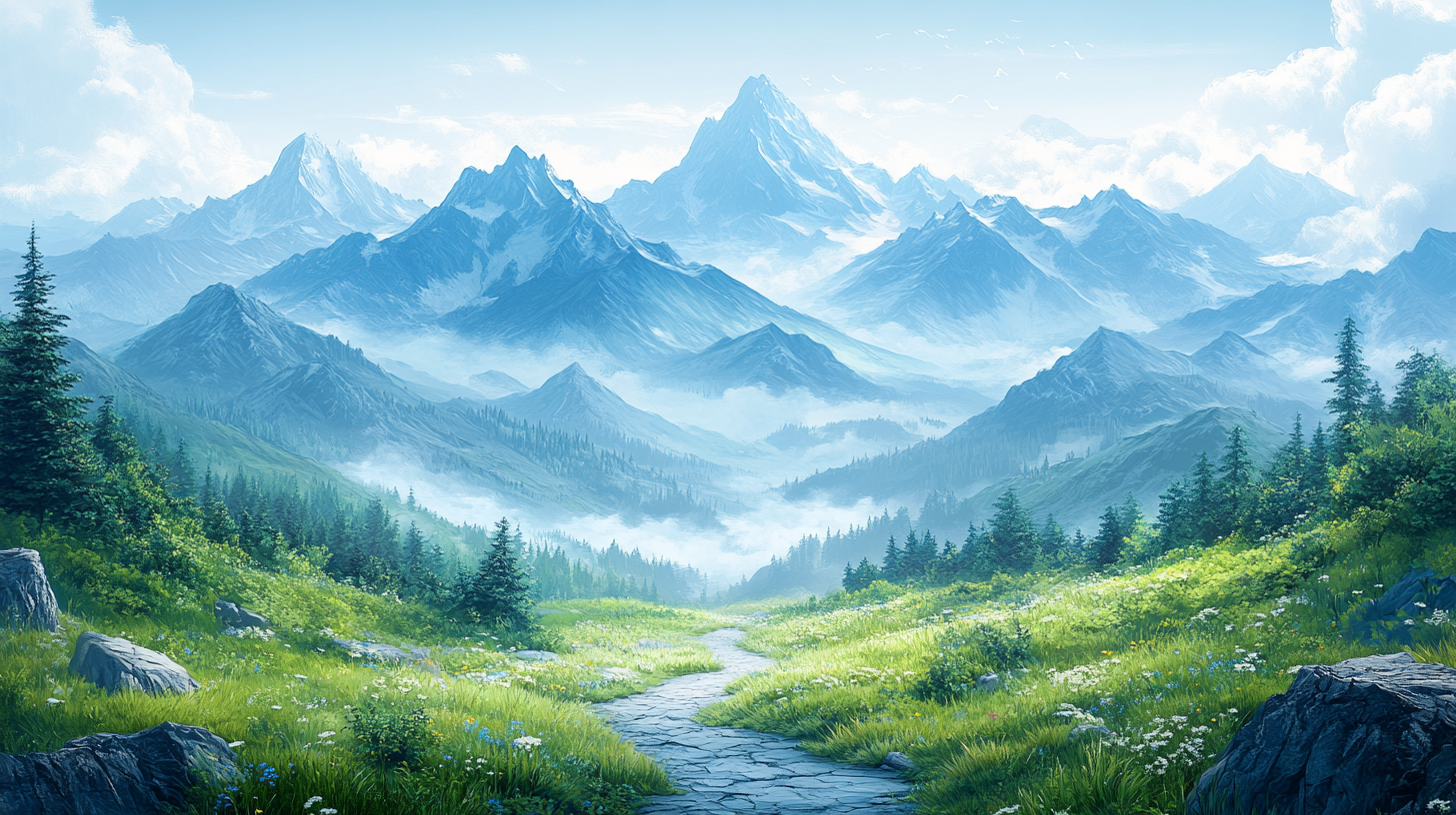 A Magical Mountain Range in a Fantasy World