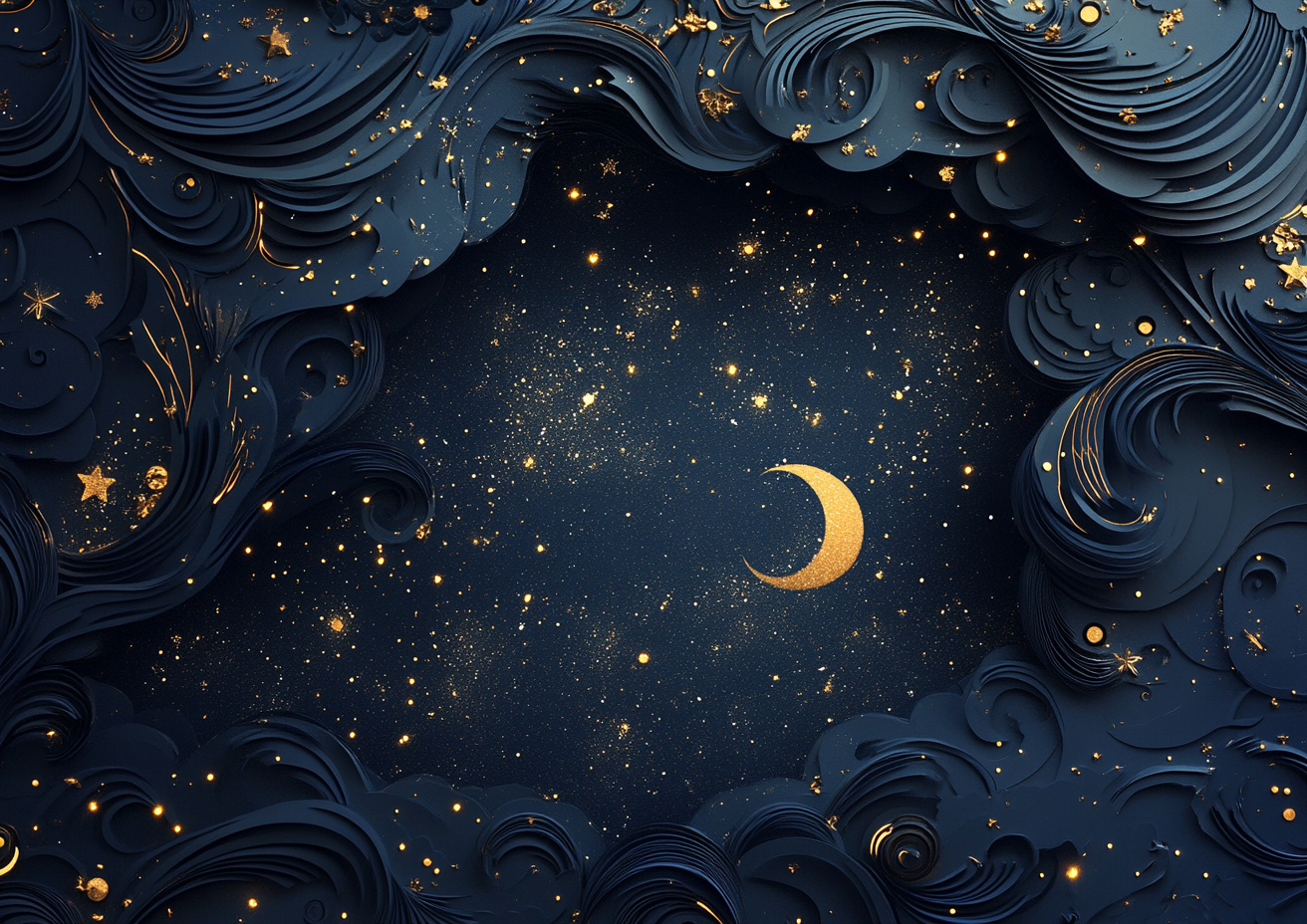 A Magical Night Sky Diorama with Moon and Stars