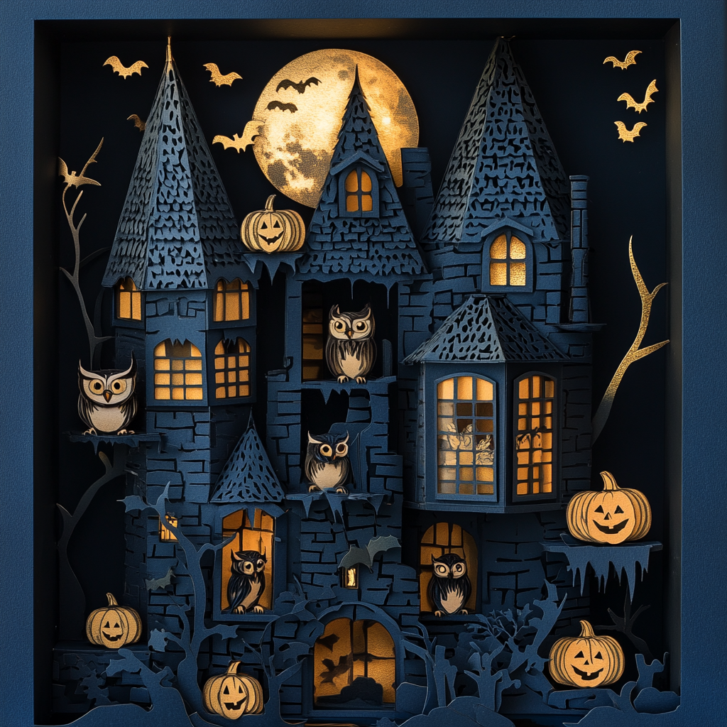 A Magical Owlery Tower With Smiling Pumpkins