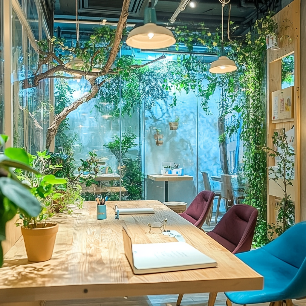 A Magical Work Environment with Natural Wood Desk