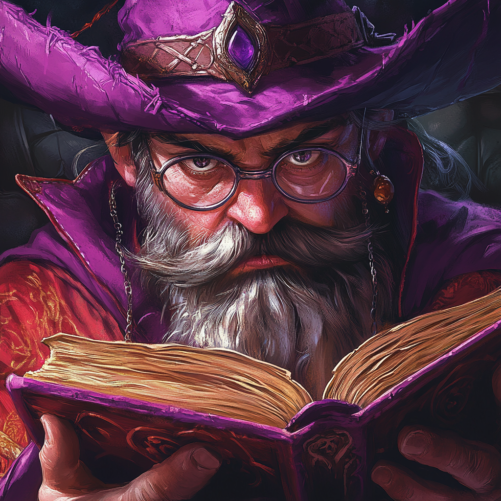 A Male Dwarf in a Wizard Hat Contemplating