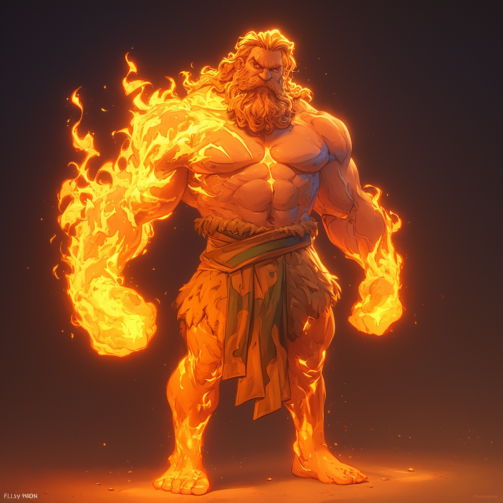 A Male Fire Giant Sculpt with 3D Light