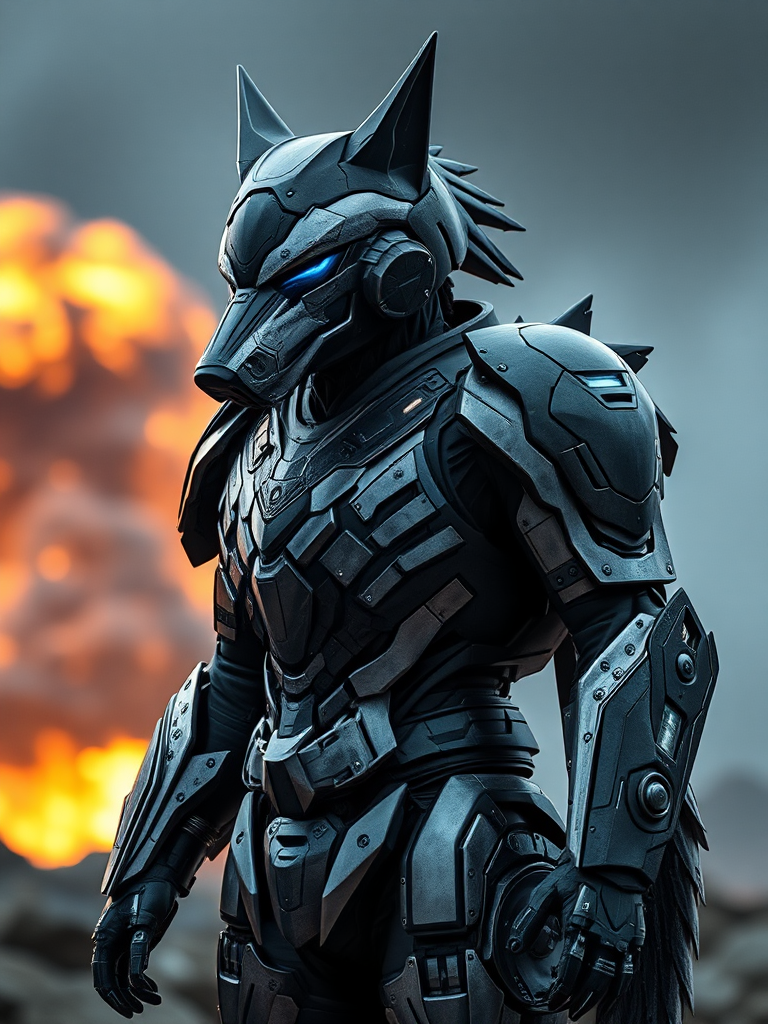 A Male Human in Steel Wolf Armor