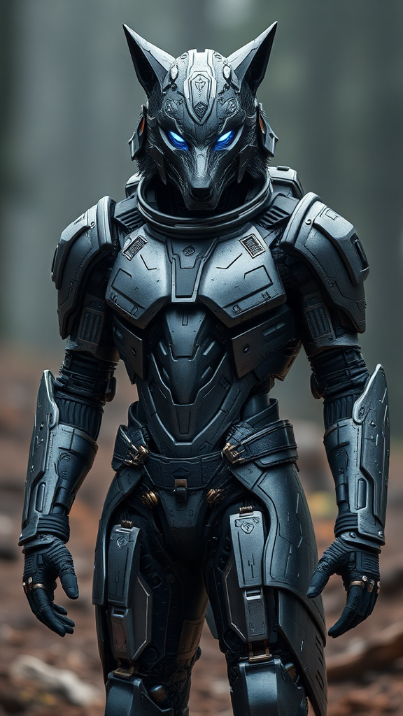 A Male Wearing Steel Wolf Armor Suit