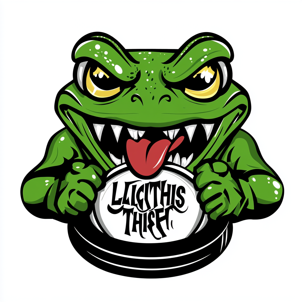 A Mean Green Frog Hockey Team Logo