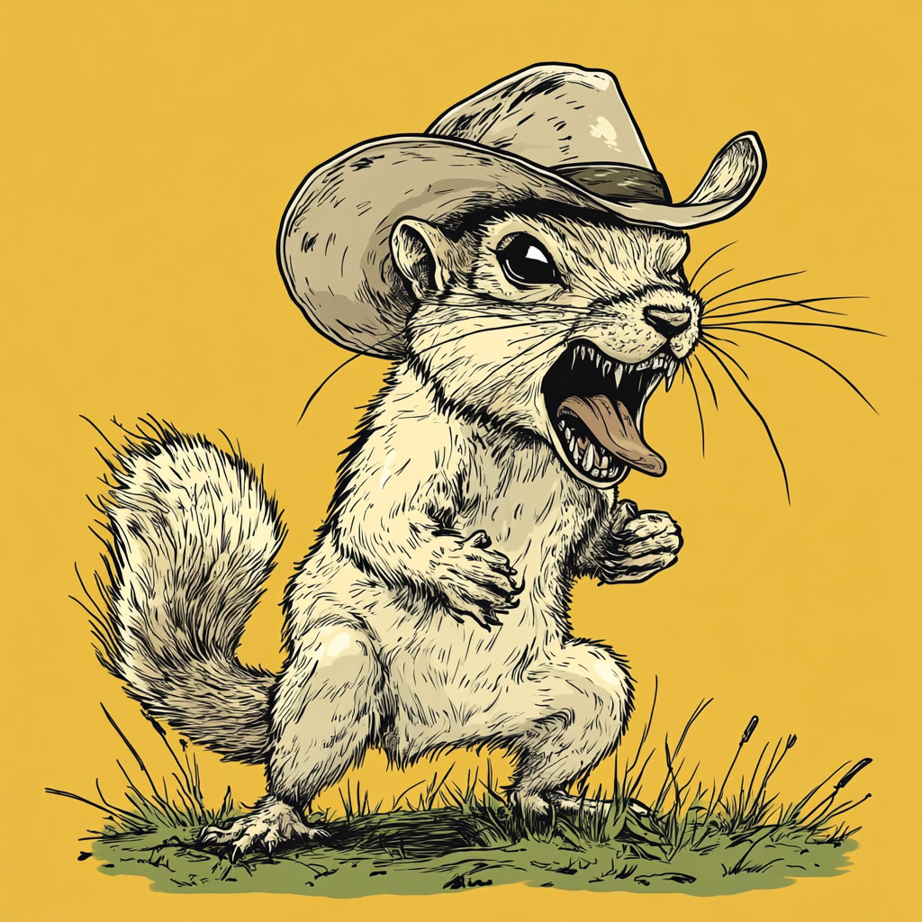 A Mean Squirrel in Cowboy Hat