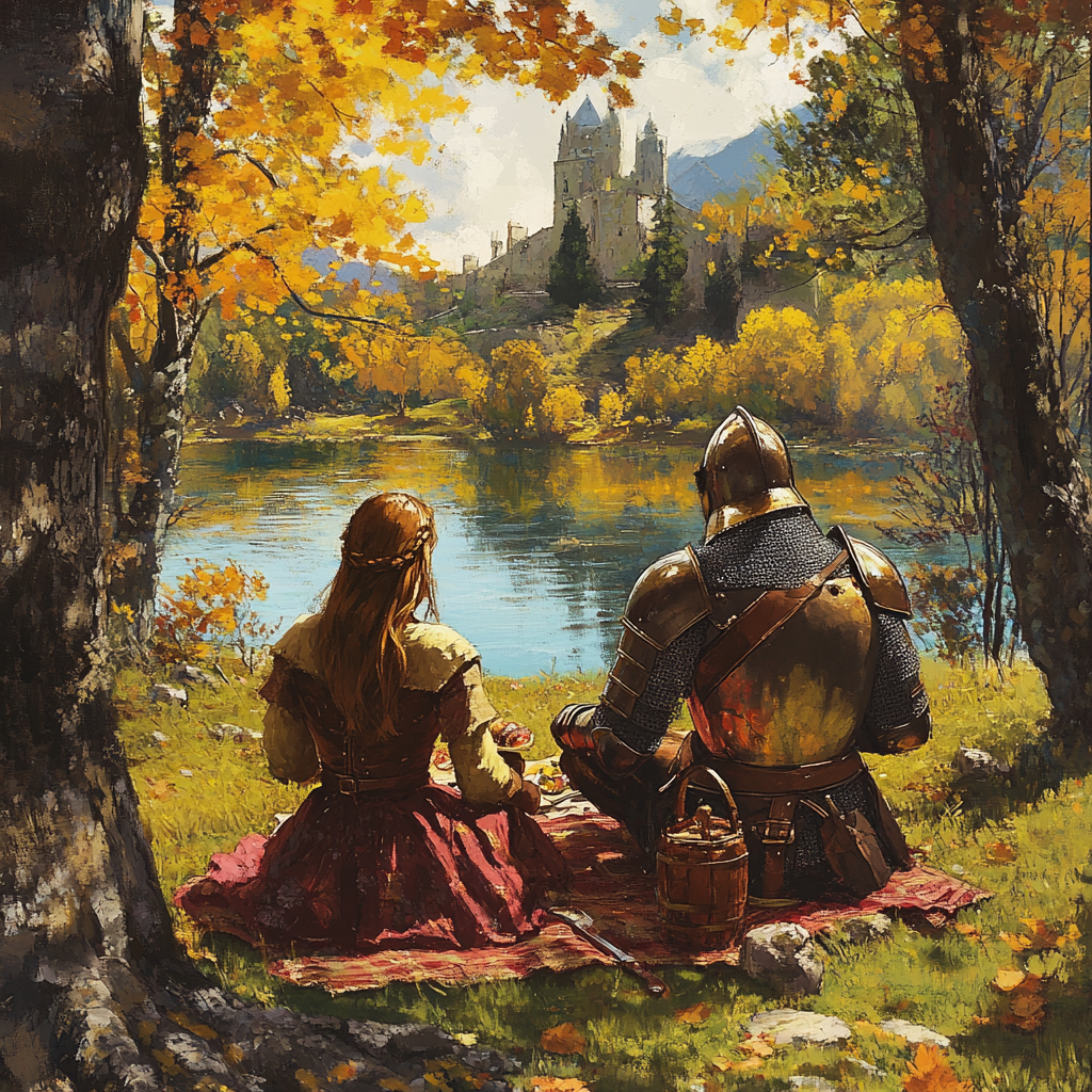 A Medieval picnic by the lake