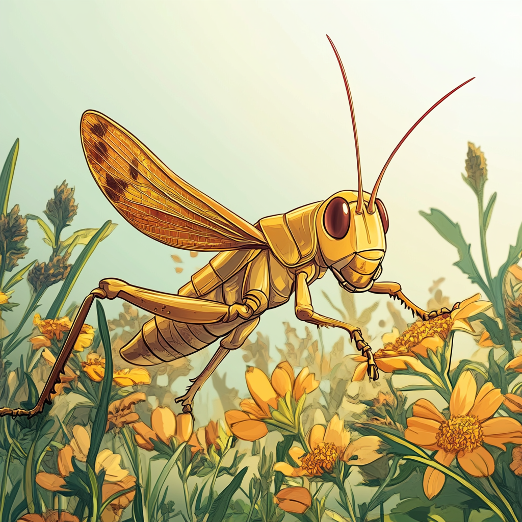 A Mexican grasshopper in natural habitat illustration.