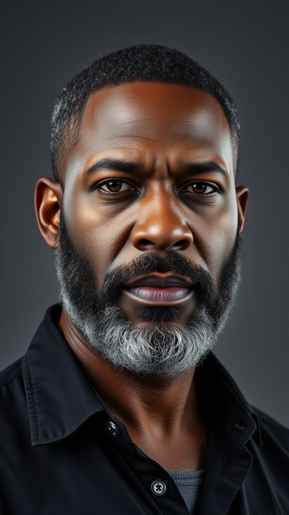 A Middle-Aged African American Man's Dramatic Portrait