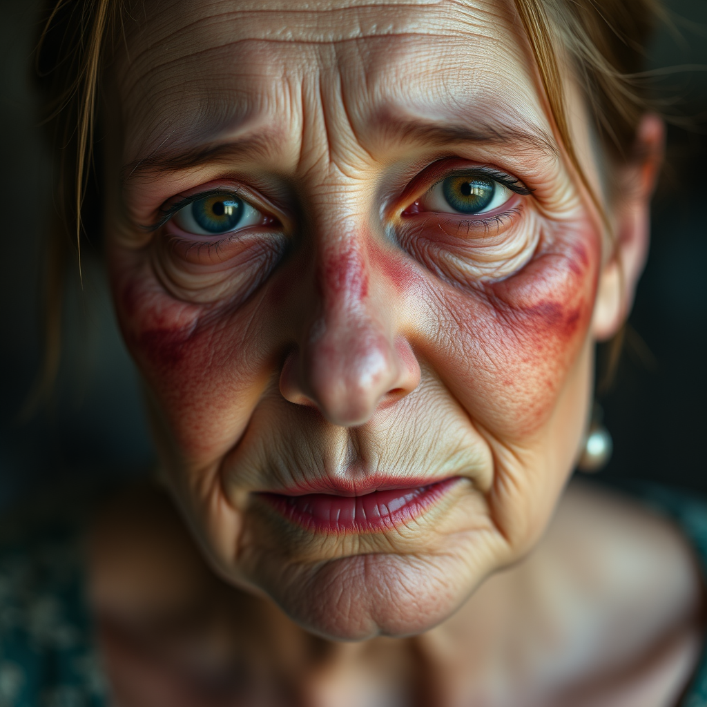 A Middle-Aged Woman With Faded Facial Scars