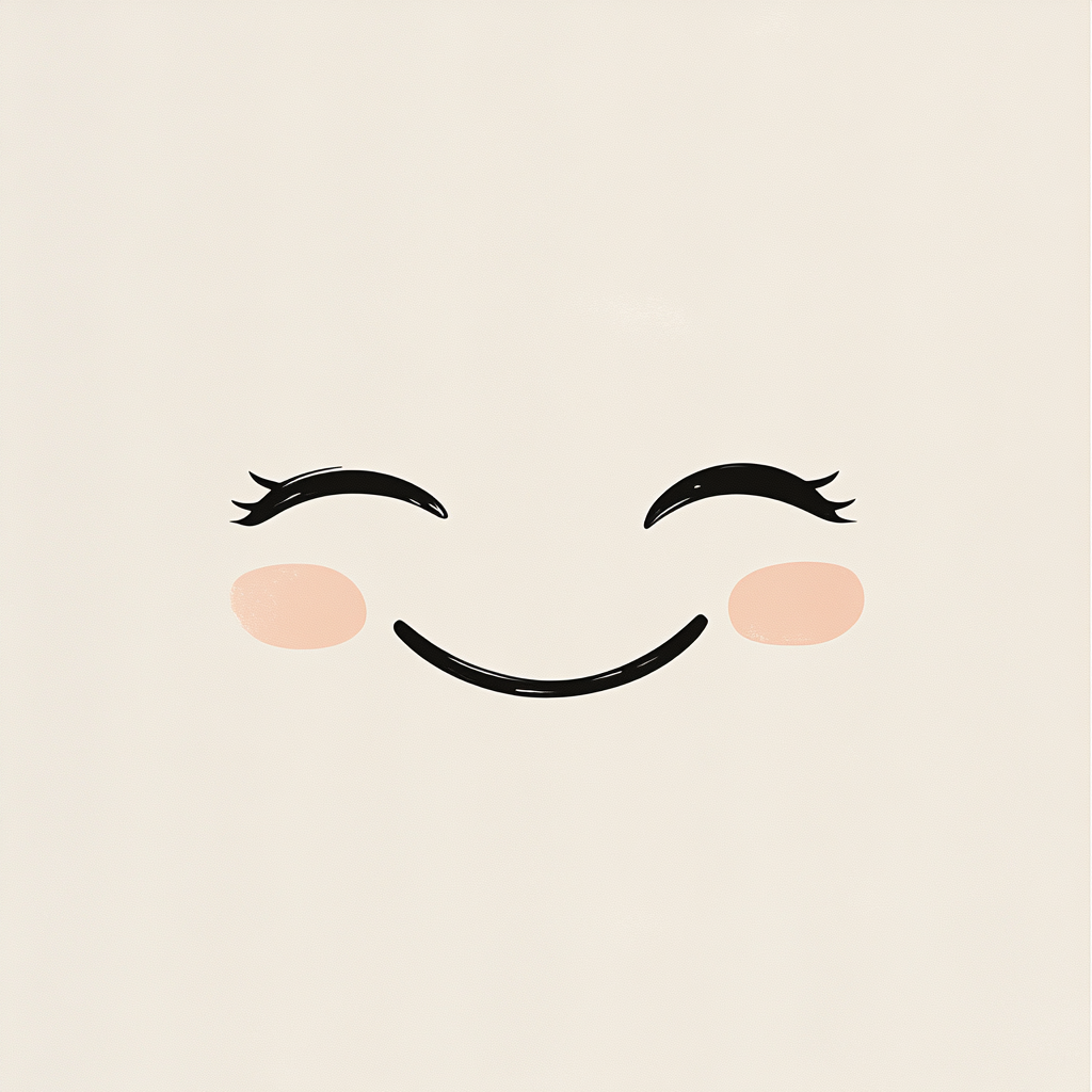 A Minimalist Chinese-inspired happy face with crescent eyes