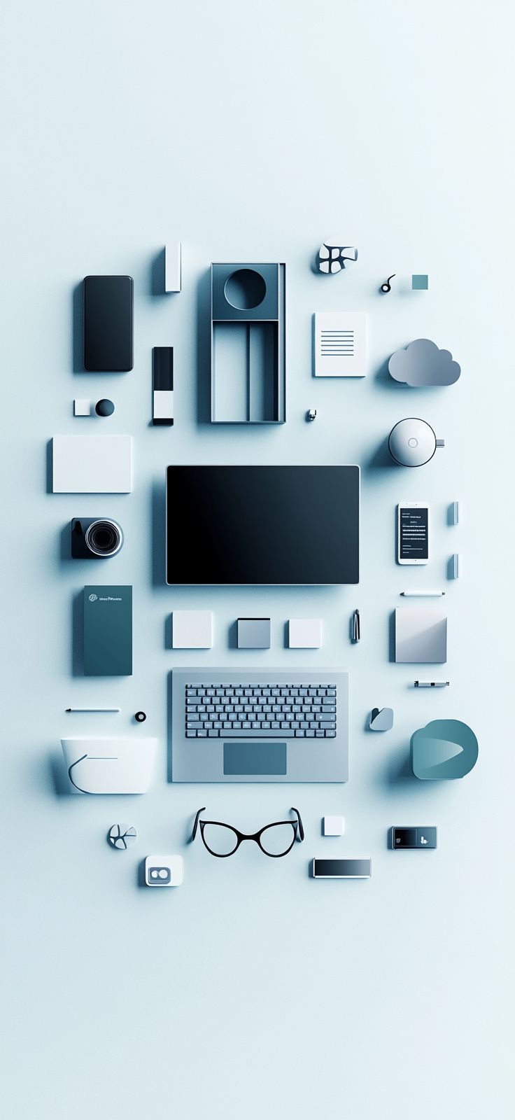 A Minimalistic Office Scene with Technology Accessories.