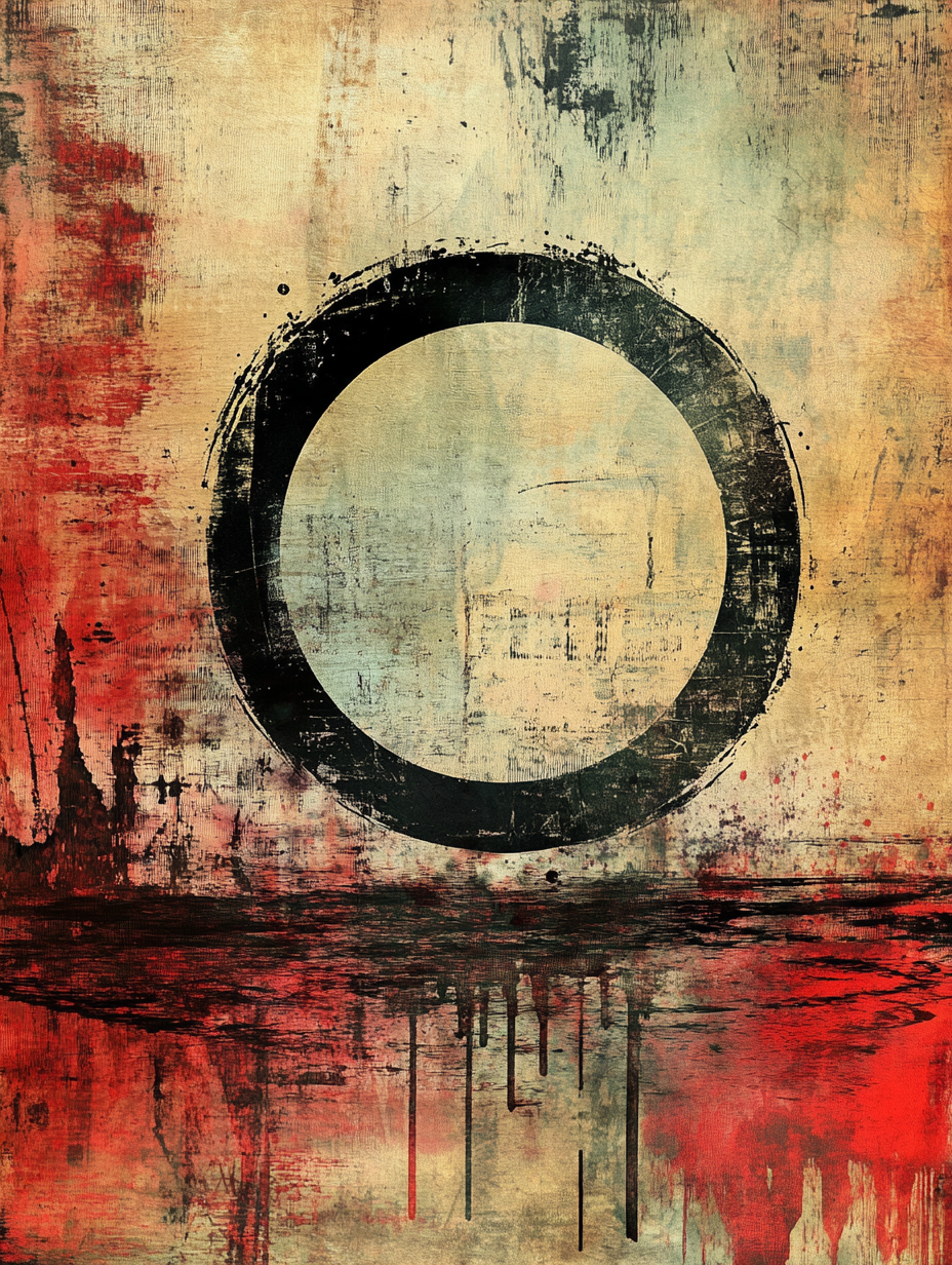 A Mixed Media Enso Zen Circle Painting